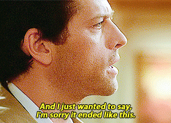 claraoszwin:  I’d like to take a quick moment to point out the second to last GIF. Castiel turns his head as Dean punches him in a very deliberate, obviously not human way.  But it’s not because Dean punched him and he’s reacting to pain or momentum. 