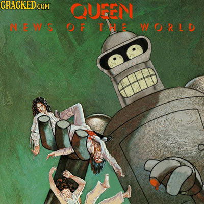 silosenovengo:  Genial homenaje a la portada del disco News of the World de Queen. Visto en cracked.