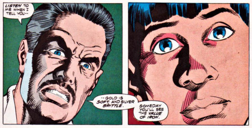 hithah:  whatjanesays:  Iron Man vol.1 #287 All the baby Tony here, I just want to hug him. Also Maria looks like she could use a hug in a lot of these too.  Narration, Tony speaking: I was seven when my father decided I was a disappointment to him. As