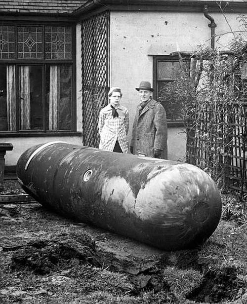 suckerpuncher: myviewfromawindow: Unexploded German parachute mine in somebody’s back yard, Li