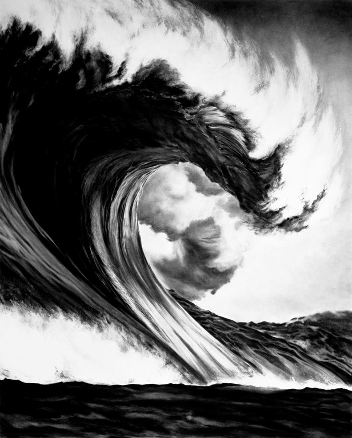 brain-food:  Photorealistic Charcoal Drawings of Epic Waves Brooklyn-based artist