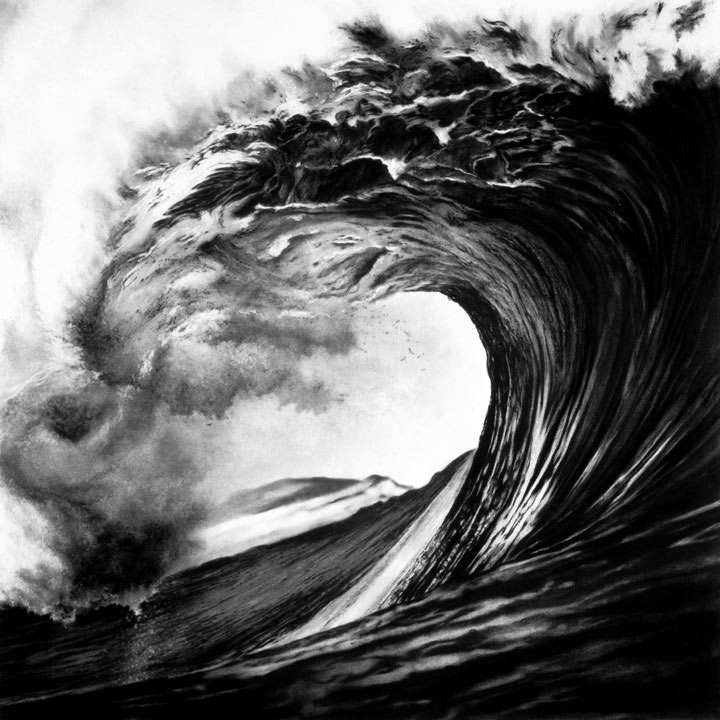 brain-food:  Photorealistic Charcoal Drawings of Epic Waves Brooklyn-based artist