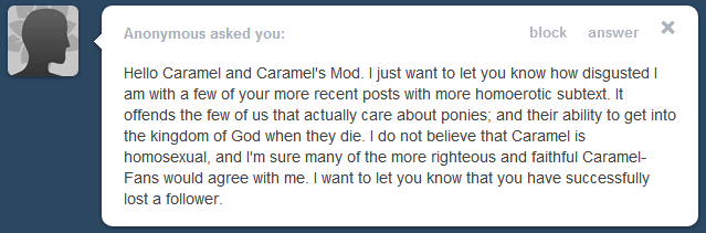 carameladvice:  ((Seriously, this is ridiculous.))  &hellip;wow. O__o That anon&rsquo;s