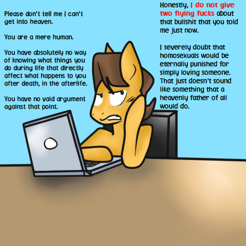 carameladvice:  ((Seriously, this is ridiculous.))  …wow. O__o That anon’s message was actually almost impressive in the level of utter bigoted bullshit. If I didn’t know any better though, I’d say it was just someone trolling