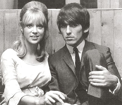 thegilly:truthaboutthebeatlesgirls:   Saddle Room Circa mid 1964 - Pattie Boyd and George Harrison at the Saddle Room in London in the company of John Junkin (“Shake” in A Hard Day’s Night). Thanks to thegilly for details about the photos! One scan