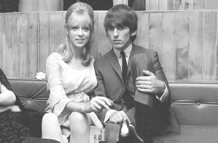 thegilly:truthaboutthebeatlesgirls:   Saddle Room Circa mid 1964 - Pattie Boyd and George Harrison at the Saddle Room in London in the company of John Junkin (“Shake” in A Hard Day’s Night). Thanks to thegilly for details about the photos! One scan