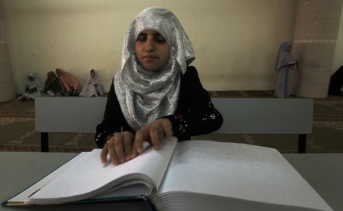 thereligionofpeace:  Blind Palestinian girls learn how to read the Qur’an in braille, Gaza City, June 2012. (Getty Images) 