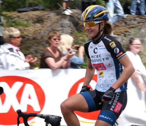 womenscycling: Swedish Road Championships 2012: Emma Johansson With A Big Smile After Passing The L