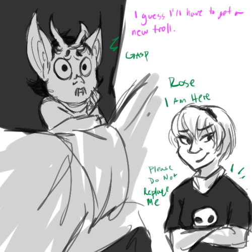 rinacat:  dorirosa:  tiny trolls are my favorite and toothy giant eyed giant eared kanaya is my favorite thing in the entire fucking world (also chunky asian rose is p good draw more of her assbakas)  Help! This is adorable! 