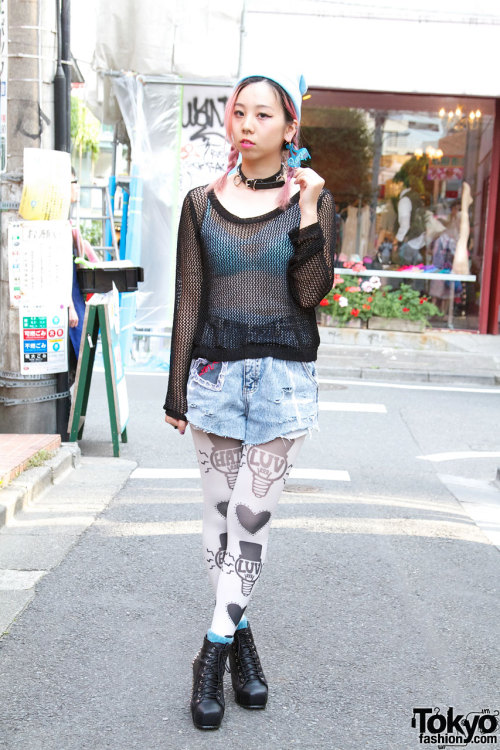 Hanna from Avantgarde Harajuku wearing Luv/Hate tights &amp; studded ankle boots from Style Nand