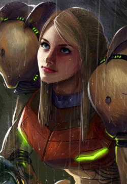 gruesomebeast:  SAMUS ARAN One Girl In all the World by http://transfuse.deviantart.com/ Samus Aran: one of the FIRST video game heroines, based off of Sigorney Weaver in Alien, one of the first action heroines. Both parts were originally written for