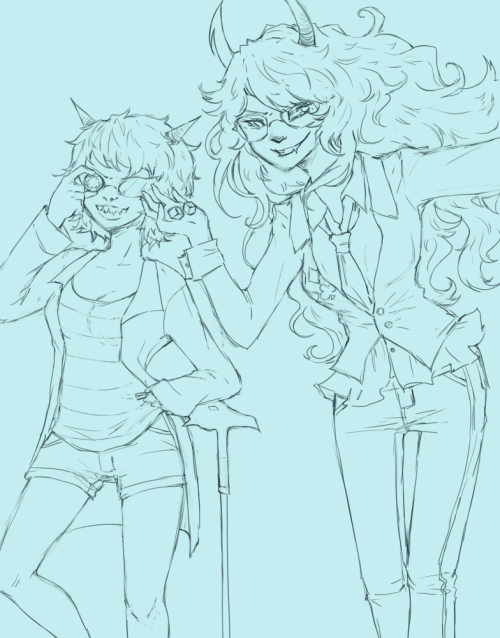 thiefofstars:  casinostuck vriska and terezi wip, because apparently my new hobby is drawing their d