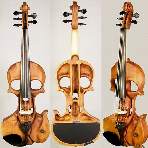 2headedsnake: mileanhour.com Jeff Stratton, Skull 5-string Electric Violin, Wood Regula