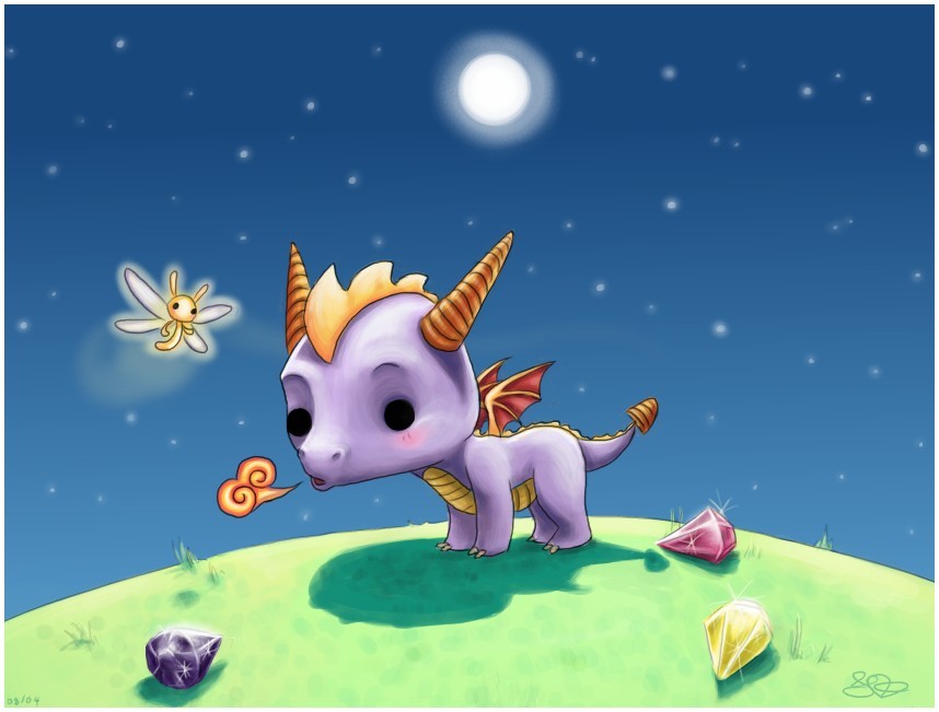 la-arcane:  Chibi Sparx and Spyro by ~capsicum 