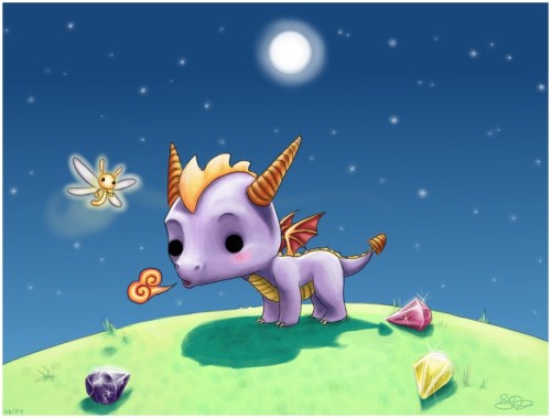 la-arcane:  Chibi Sparx and Spyro by ~capsicum 
