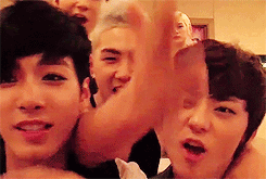 fyminhyunuest:  JR can’t stand with this idiot stealing his rap part. 