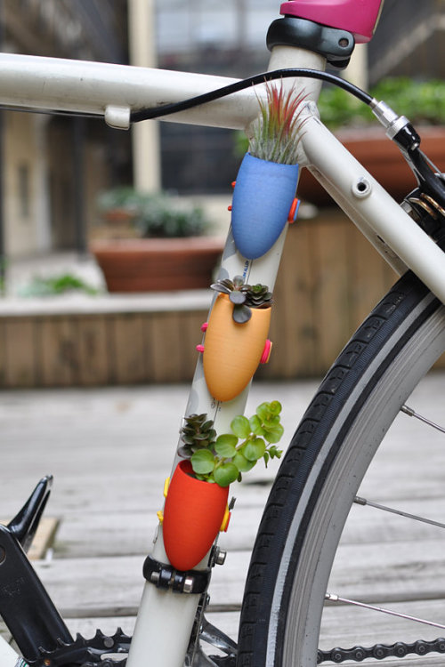 sosuperawesome:Planters for your bike, planters for your lapel, planters for your bag From wearablep