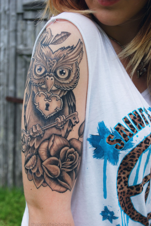 fuckyeahtattoos:  Done by Thor Emil at Kongsvinger Tattoo Studio, Norway. I wanted a tattoo like this because my grandpa died last summer. He was both wise and old, like an owl, and I wanted him to stay with me all the time. That’s why I decided to