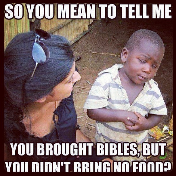 Shorty can&rsquo;t eat no books dog!! #funny #ChristianLogic #Don'tNeedBiblesWeNeedFood