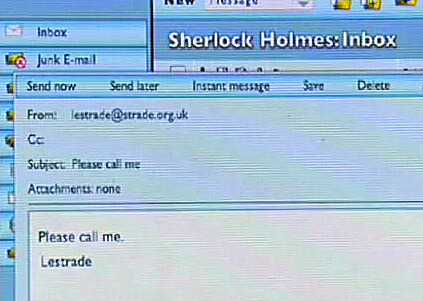 moonblossom:aristophrenic:I just watched the pilot again. The email Sherlock gets from Lestrade neve