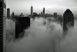 cillium:  Chicago- Foggy Loop Skyline in