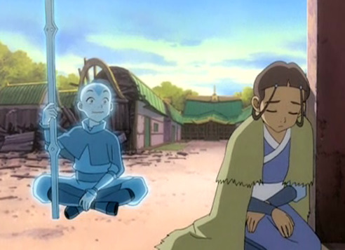 sifukatara:  masterarrowhead:  avatarjenny:   oh god so i was watching ATLA, and i just saw this scene where aang is in the spirit world and is trying to comfort katara …and then i realized that in LoK he probably does that all the time      