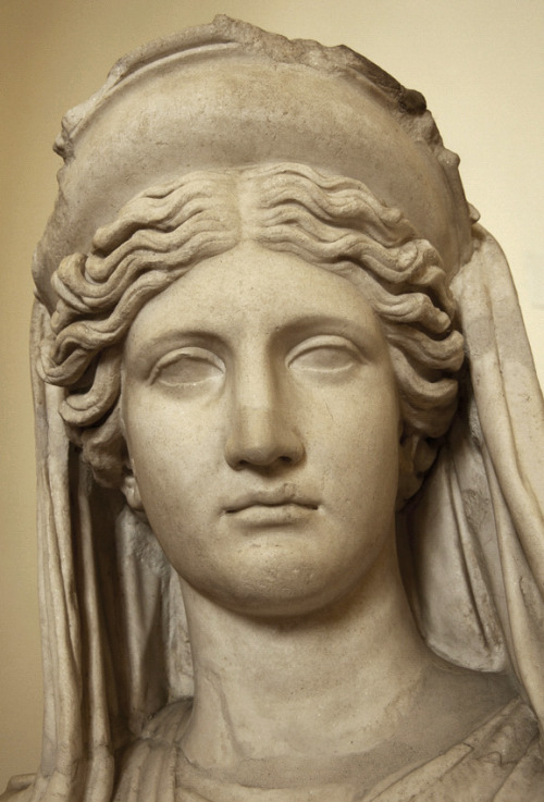 myancientworld:Demeter (Roman: Ceres).2AD Roman copy of a 5-4BC Greek original.Demeter was the godde