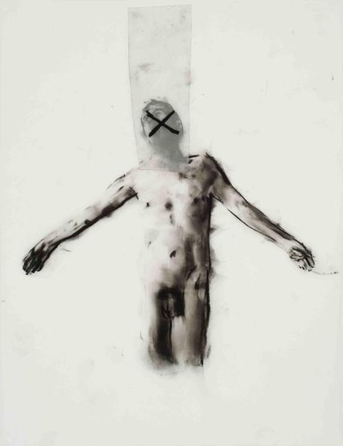 fragmentsintimes:  Sophie Jodoin Crucifixion 1 Huile sur mylar, 2009 28 x 21.5 cm / 11 x 8.5” 
