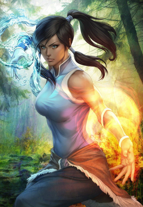 korralations:  mylifeisavatar:  wolfy-lemur:  Korra by `Artgerm  This is phenomenal.  I love the fire and water.  Wow. -drools- 