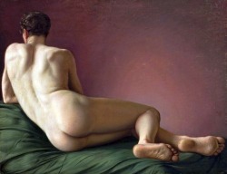 Mrsramseysshawl:  Aleksander Lesser (1814-1884), Male Nude Lying, 1837 