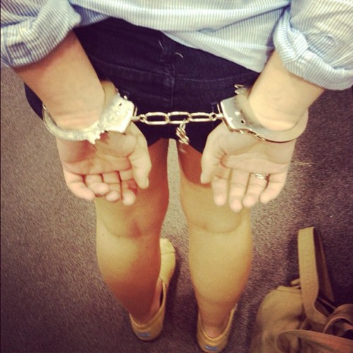 I got arrested. #handcuffs #beach #vacation #myrtlebeach #like #follow (Taken with Instagram)