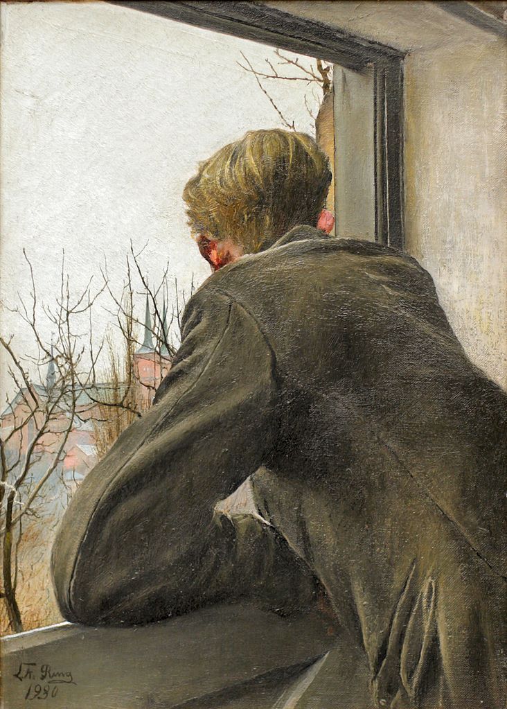 soircharmant:  Laurits Andersen Ring (1854-1933), Sønnen Ole kigger ud af vinduet
