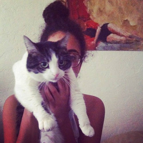 lindseyike:  squared-em:  Lindsey & Marley (Taken with Instagram)  :D me and mackenzie had a sleepover and got unusual amounts of cat love from marley <3 