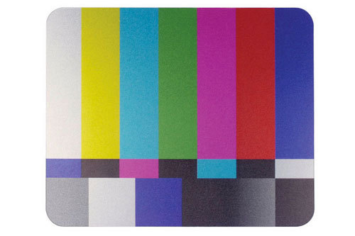 Was the Emergency Broadcast System really just the first to discover colorblocking? This TV Test mousepad is funky + trendy.