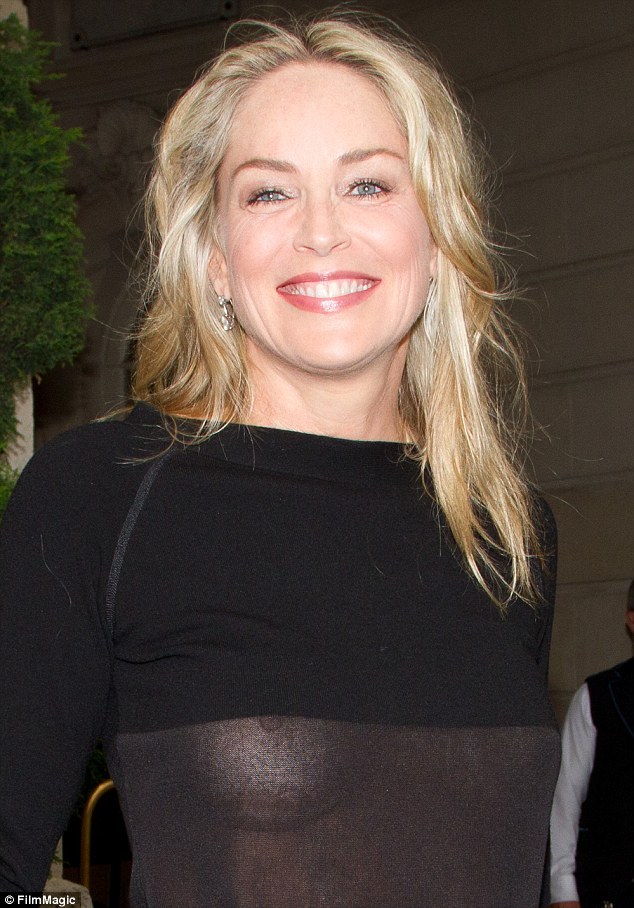 badmanbadplace:  Sharon Stone seethrough worn braless and shows her nipples One would