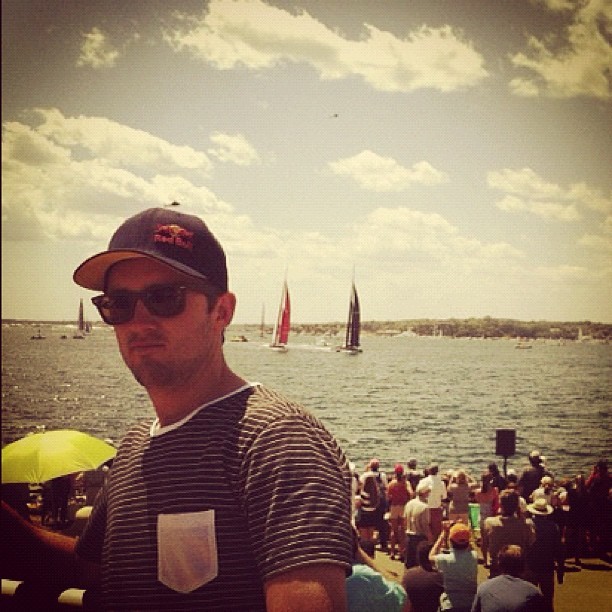 @redbull’s Aaron Chase @chaselife legend of mountain biking checks out #americascup #acwsnewport #ac45 #sailing #givesyouwings @redbullbos (Taken with Instagram)