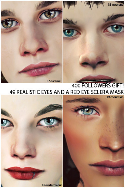 In celebration of hitting over 400 followers today here is a huge-ass set of different realistic eye
