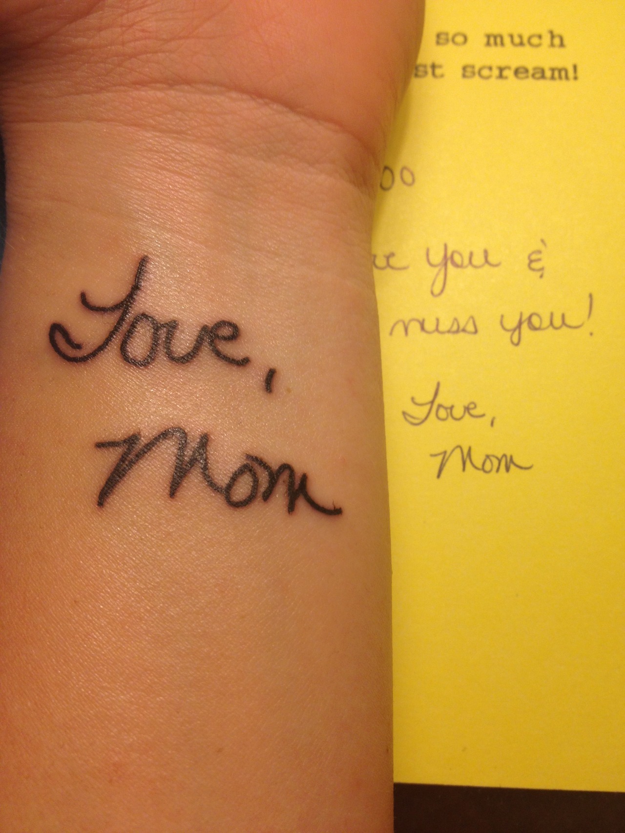 fuckyeahtattoos:  My mom passed away two and a half years ago. She used to send my