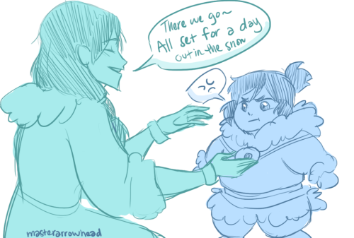 masterarrowhead:  Korra doesn’t like to wear a lot of layers, does she?  *giggles* <3