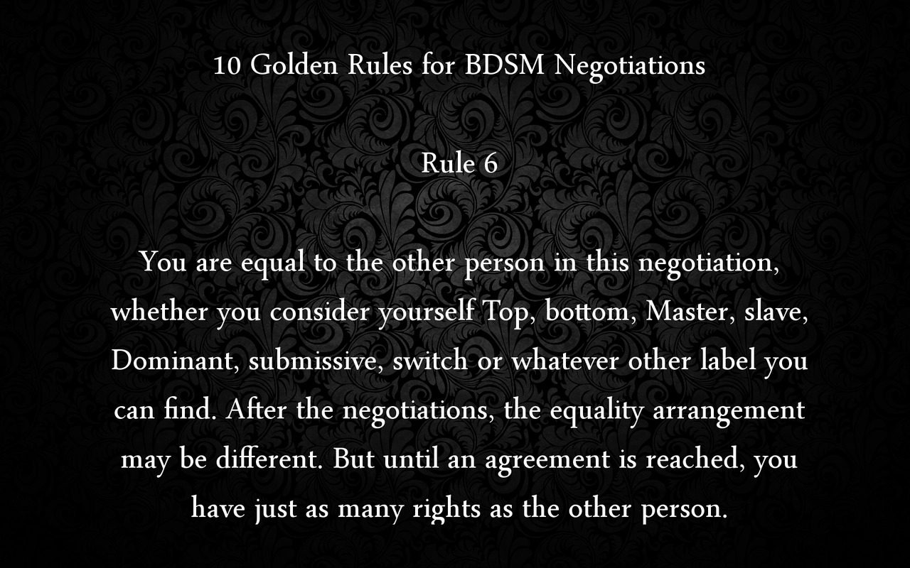 historyofbdsm:  yourpetmeowmeow:  fangskitten:  plector:  10 Golden Rules for BDSM