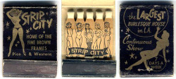 Vintage 50&Amp;Rsquo;S-Era Matchbook From The ‘Strip City’ Nightclub In Los Angeles..