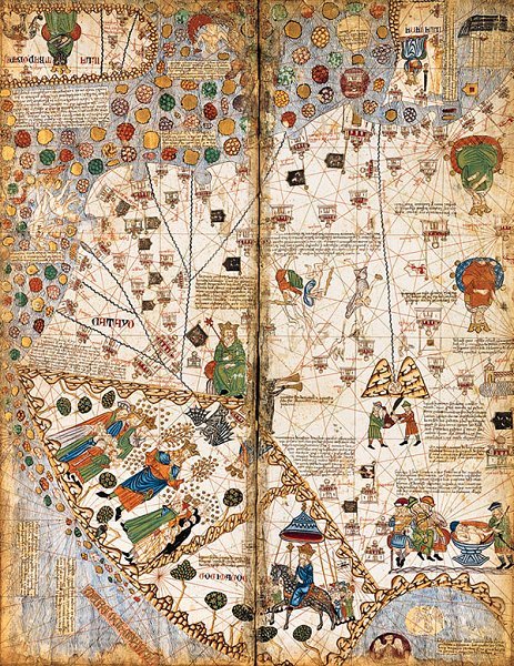 frenchhistory:Atlas catalan, 1375 Manuscrit sur parchemin velin. 6 pl. collées sur des ais de bois, 
