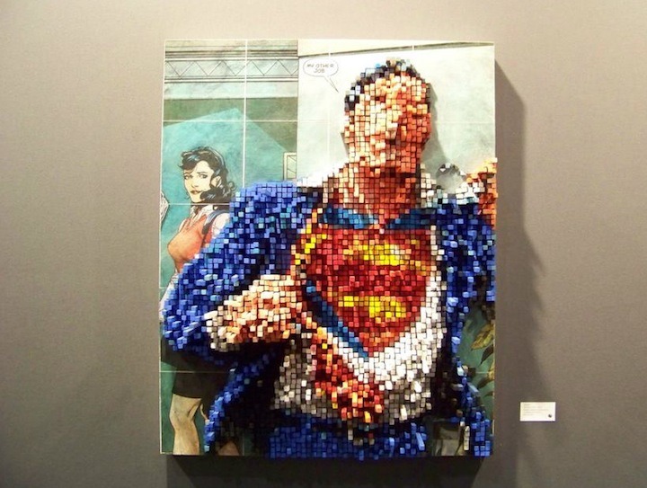 ianbrooks:  Pixelated Superman Sculpture Perspective and pixels come together to