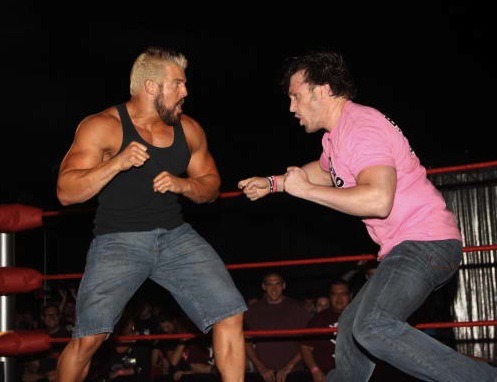 so the dude in the tank and the dude in the pink shirt face off………both in jeans…..fuckin 2 big beefy men ready 2 do battle……..
tank takes an early lead……
yanks on his hair “get the fuck up, face me like a man if u can!!!!!” fuckin jumps on him and...