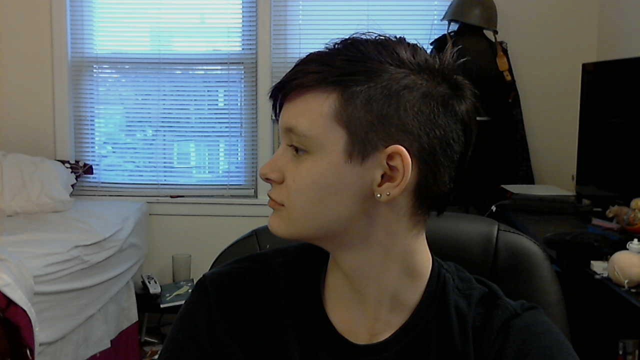 Oops I shaved the sides of my head. The back sort of tapers into a v shape but my