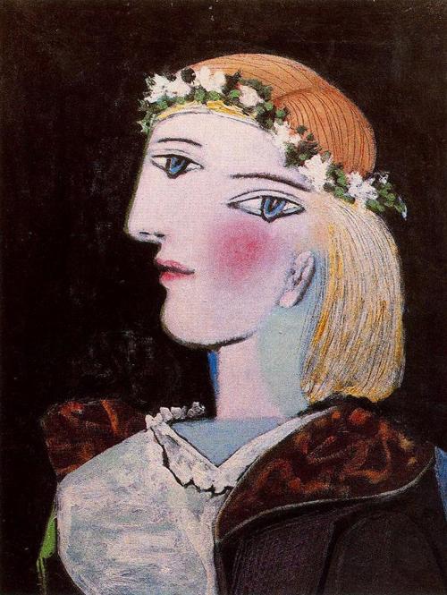 artmagnifique:PABLO PICASSO. Portrait of Marie-Thérese Walter with Garland, 1937, oil on canvas.