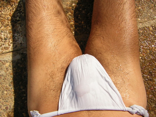 fundoshi4all: This is our friend Oscar, in his fundoshi at the beach. Fundoshi makes lovely tan-line