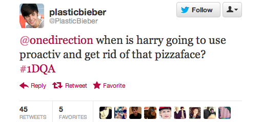 myliamfeels:  Please report @PlasticBieber The things she tweets are just disgusting,