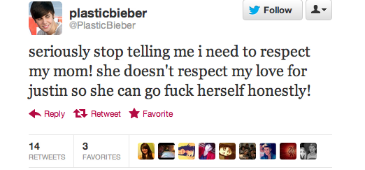 myliamfeels:  Please report @PlasticBieber The things she tweets are just disgusting,