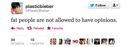 myliamfeels:  Please report @PlasticBieber The things she tweets are just disgusting,